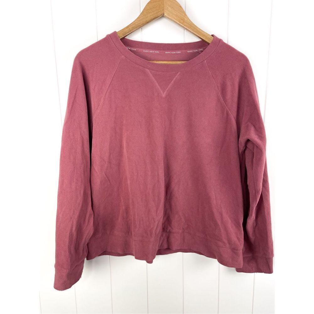 Marc‎ NY Andrew Marc Rose Ribbed Crewneck Sweater Top Size L